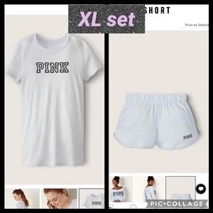 Vs pink varsity shorts short sleeve Tee